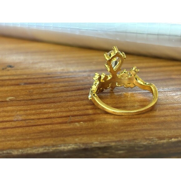 14 Karat Gold Plated Crown Tiara Cubic Zirconia Ring Women Size 7.5 - Picture 13 of 15